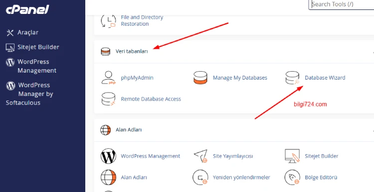 cpanelden veritabanı nasıl oluşturulur