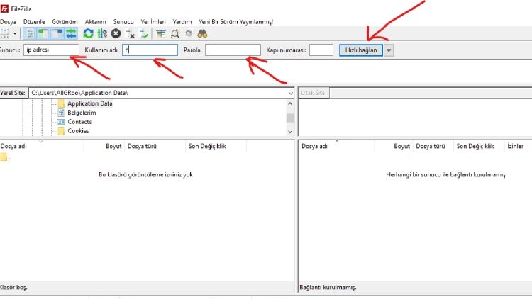 ftpden wordpress kurulumu